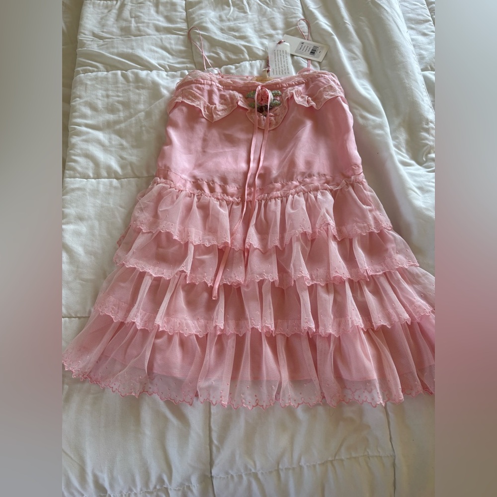 LoveShackFancy Pink Ribbon Detail Dress - Picture 1 of 5
